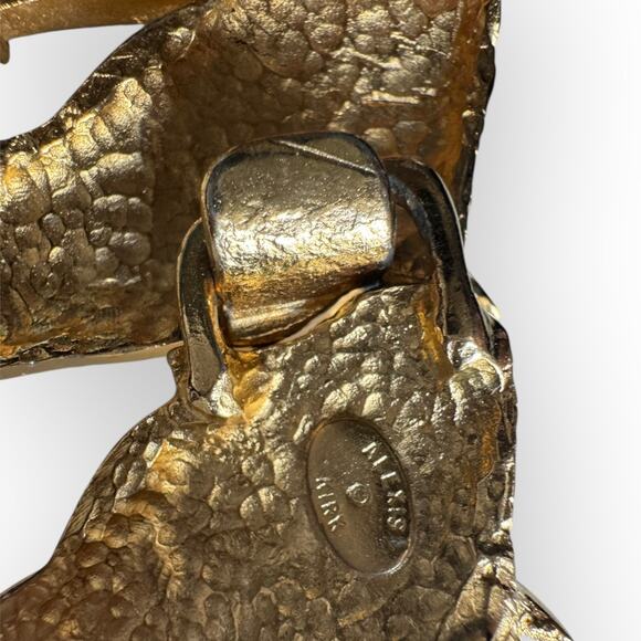 Vtg Alexis Kirk Belt Four Horse Head Gold Tone Buckle Brown Snake Leather 1980s main image 7